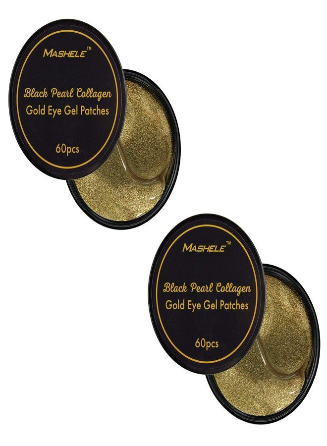 MASHELE Korean 2pack Under Eye Patches 24K Gold Black Pearl Mask Anti-Aging Hyaluronic Acid Collagen Neck Forehead Laugh Line Pad Reducing Dark Circles & Wrinkles Treatment (120pcs, gold eye patches) - Image 1